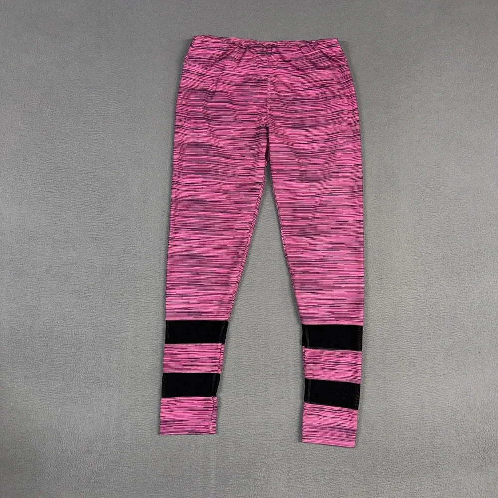 Lululemon Pants Womens 12 Pink Black Heathered Pull On Leggings Stretch Athletic